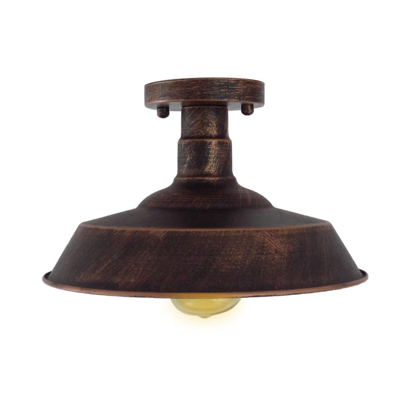 Margaux Farmhouse Barn Shade Metal Semi Flush Ceiling Light