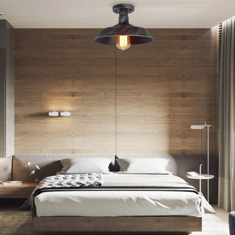 Margaux Farmhouse Barn Shade Metal Semi Flush Ceiling Light