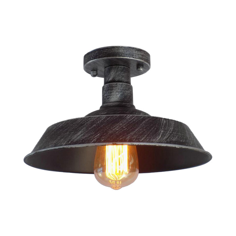 Margaux Farmhouse Barn Shade Metal Semi Flush Ceiling Light