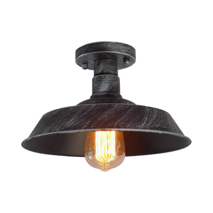 Margaux Farmhouse Barn Shade Metal Semi Flush Ceiling Light