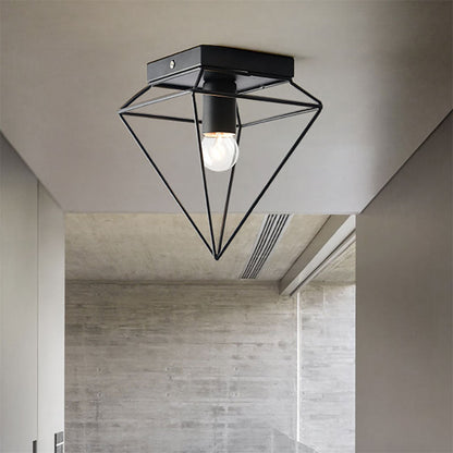 Chloé Industrial Diamond Cage Flush Ceiling Light