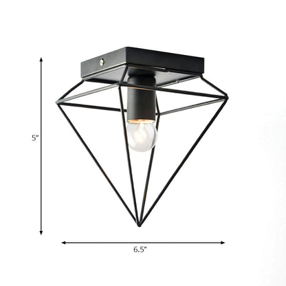 Chloé Industrial Diamond Cage Flush Ceiling Light