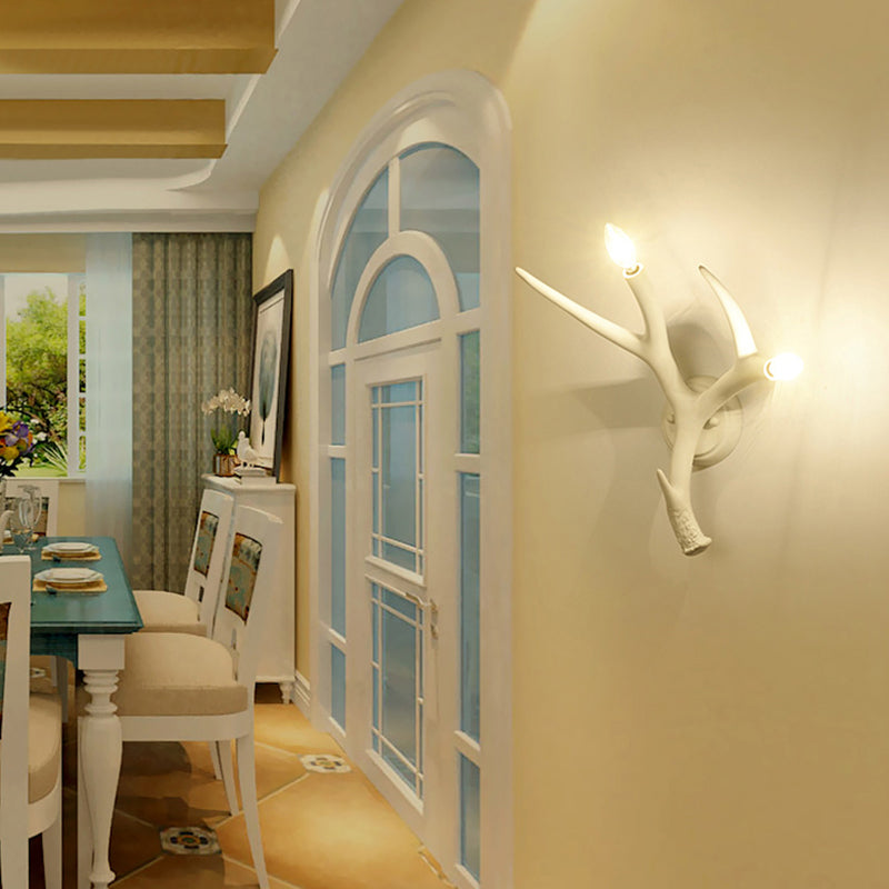 Léonie Resin Antler 2-Light Wall Sconce White