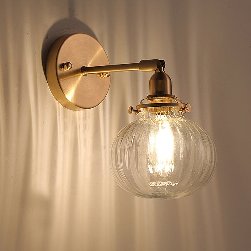 Marceline Colonial Orb Glass Wall Sconce Gold Finish