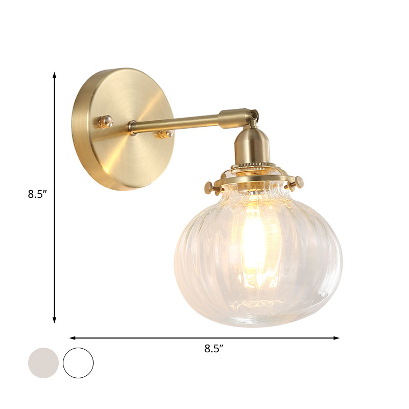 Marceline Colonial Orb Glass Wall Sconce Gold Finish
