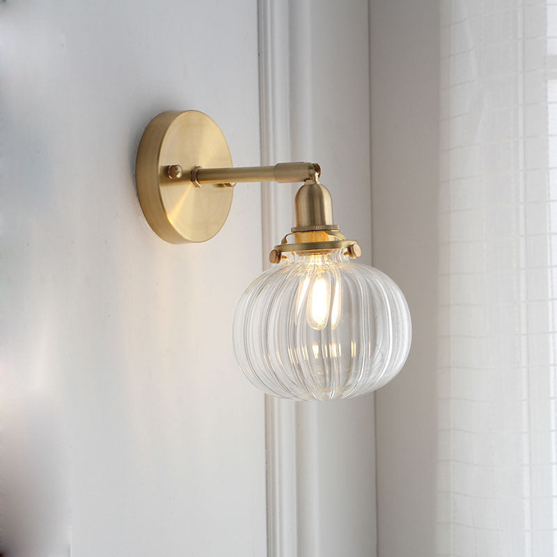 Marceline Colonial Orb Glass Wall Sconce Gold Finish