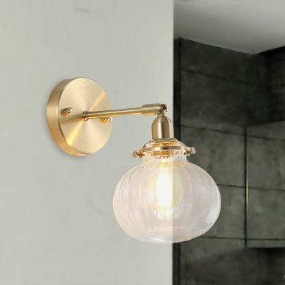 Marceline Colonial Orb Glass Wall Sconce Gold Finish