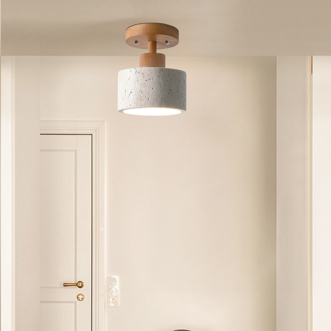 Juliette Ellipse Travertine Stone Ceiling Light