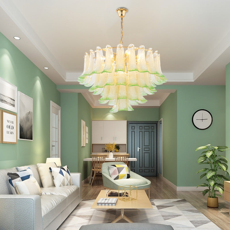 Madeleine 4-Tier Green Stained Glass Chandelier