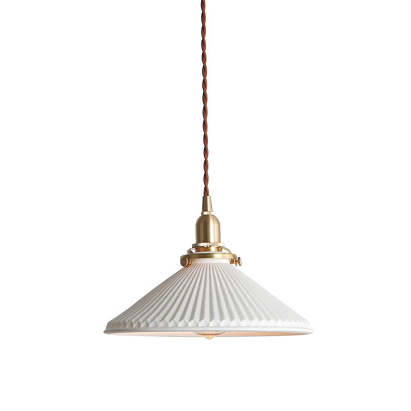 Manon Minimalist Ridged Cone Ceramic Pendant Light