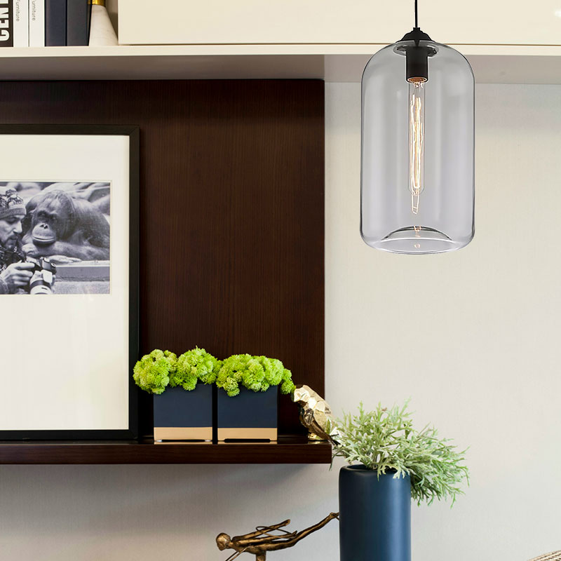 Lucienne Cylindrical Glass Contemporary Pendant Light
