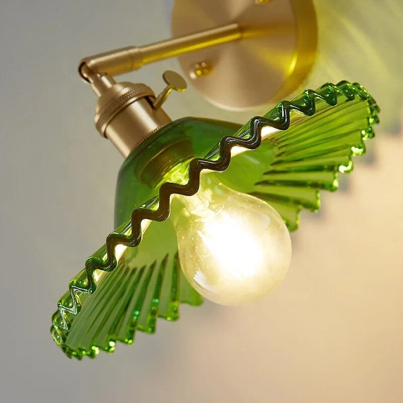 Céleste Vintage Round Green Glass Wall Lamp with Knob Switch