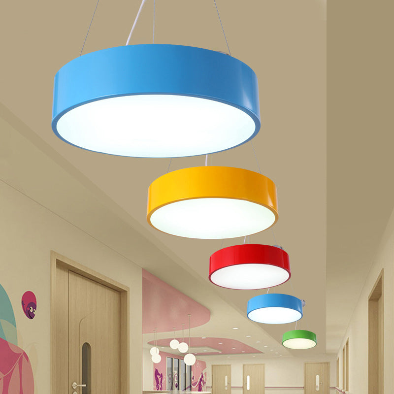 Camille Macaron Drum LED Pendant Light for Kids
