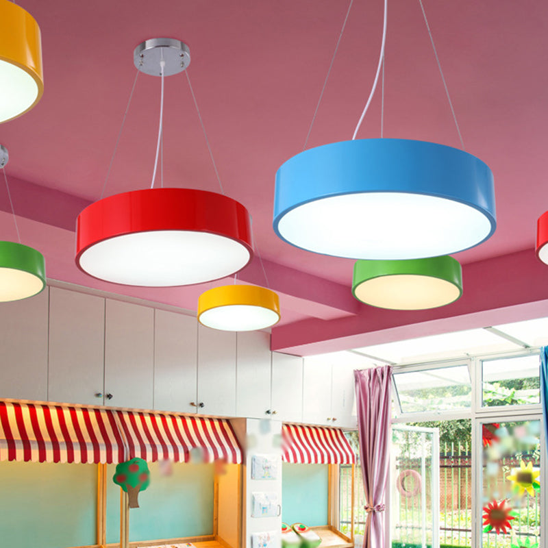 Camille Macaron Drum LED Pendant Light for Kids