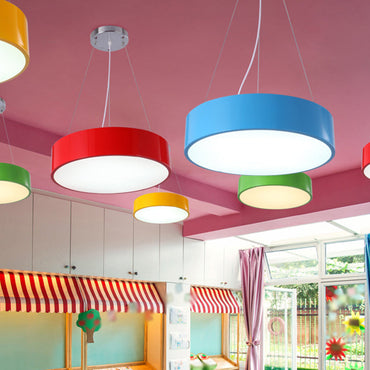 Camille Macaron Drum LED Pendant Light for Kids