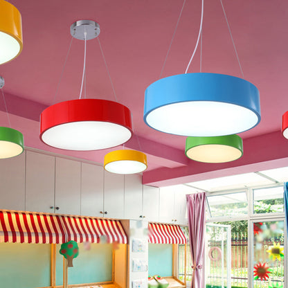 Camille Macaron Drum LED Pendant Light for Kids