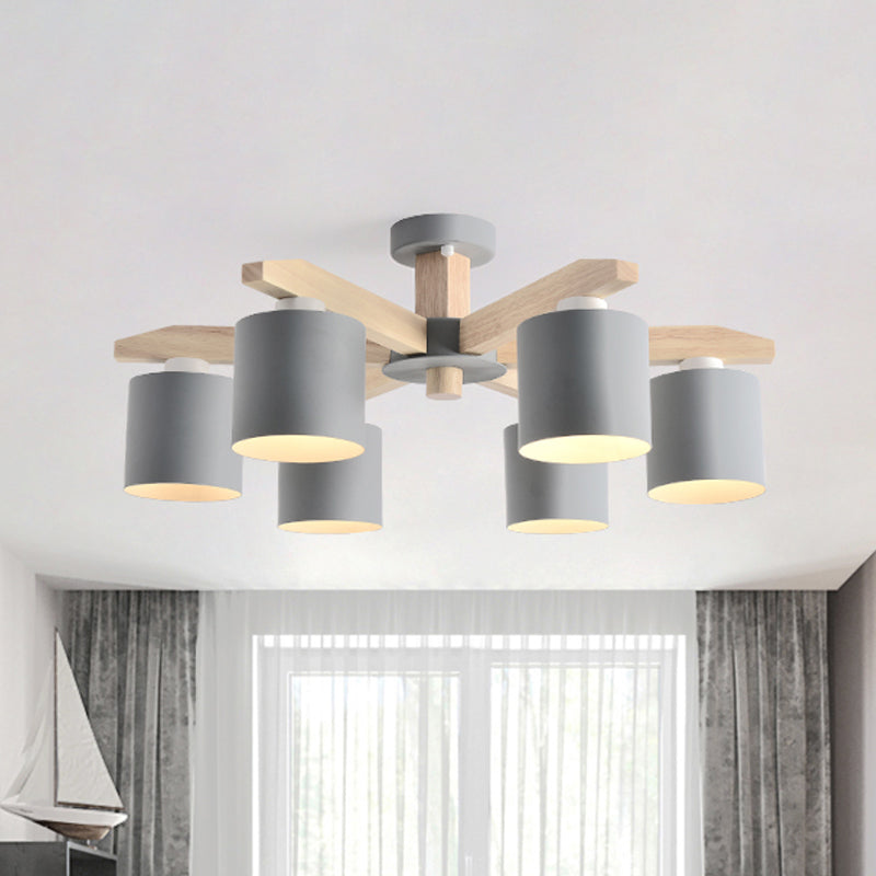 Soren Nordic Wood Arm Cylinder Chandelier