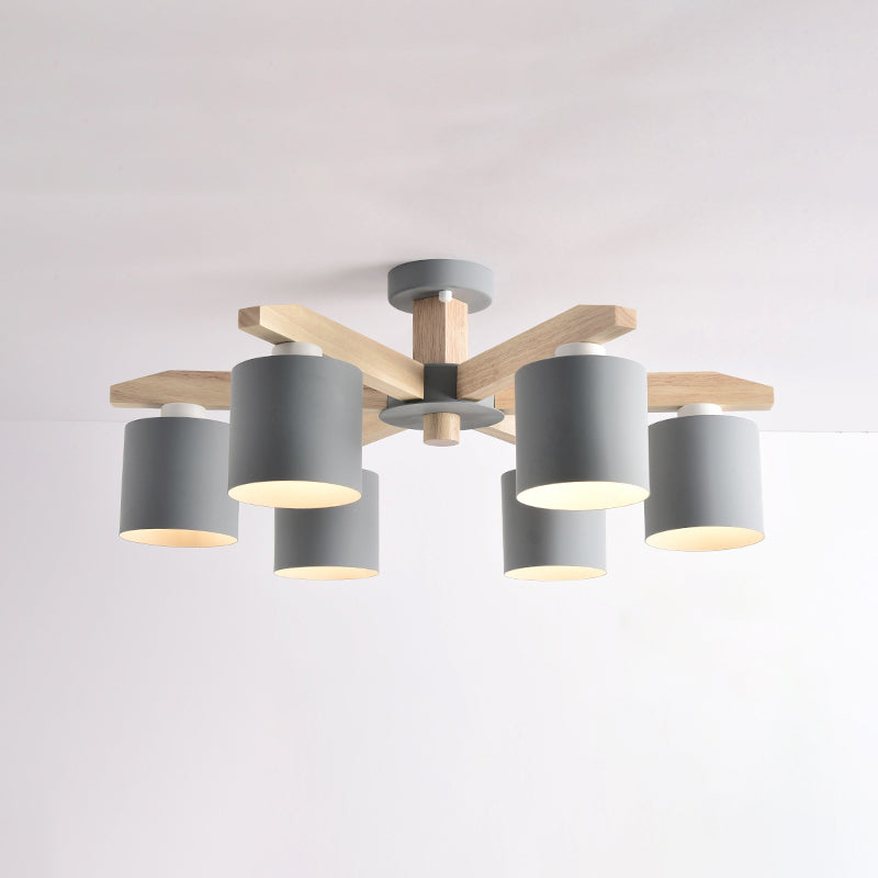 Soren Nordic Wood Arm Cylinder Chandelier