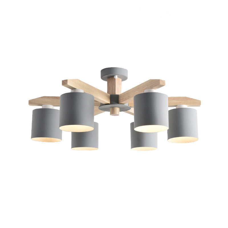 Soren Nordic Wood Arm Cylinder Chandelier
