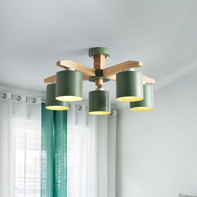 Soren Nordic Wood Arm Cylinder Chandelier