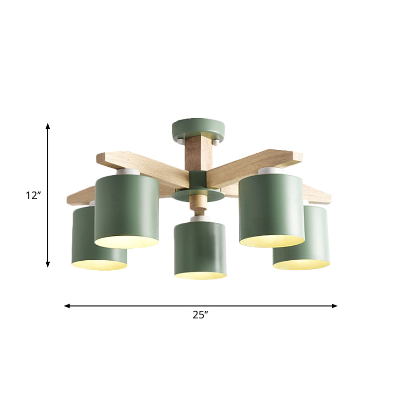 Soren Nordic Wood Arm Cylinder Chandelier