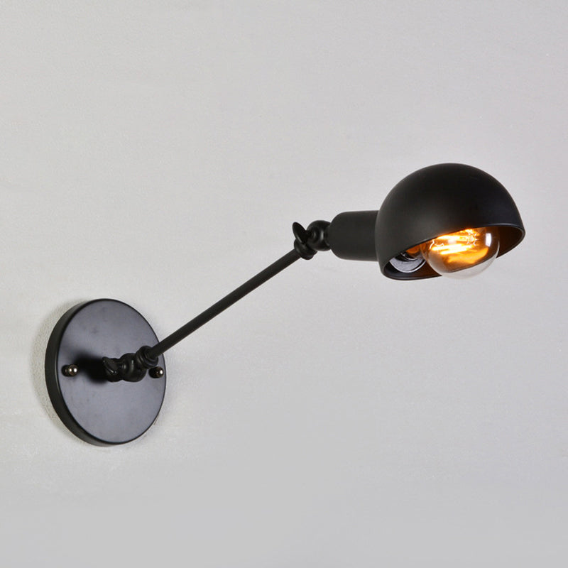 Juliette Retro Swing Arm Wall Lamp with Black Metal Bowl Shade