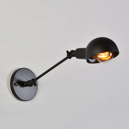 Juliette Retro Swing Arm Wall Lamp with Black Metal Bowl Shade