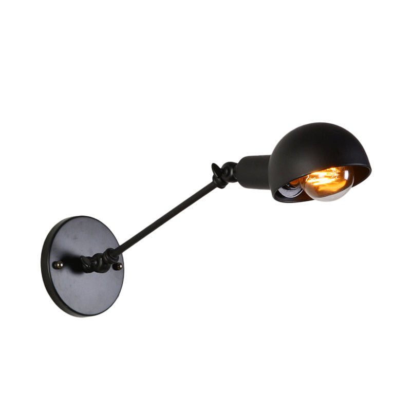 Juliette Retro Swing Arm Wall Lamp with Black Metal Bowl Shade