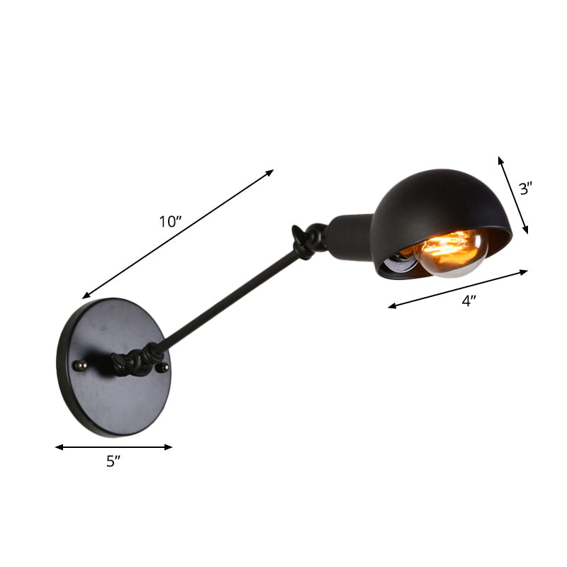 Juliette Retro Swing Arm Wall Lamp with Black Metal Bowl Shade
