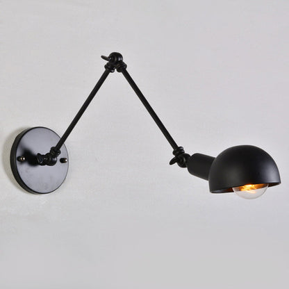 Juliette Retro Swing Arm Wall Lamp with Black Metal Bowl Shade