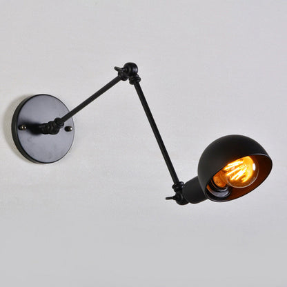 Juliette Retro Swing Arm Wall Lamp with Black Metal Bowl Shade