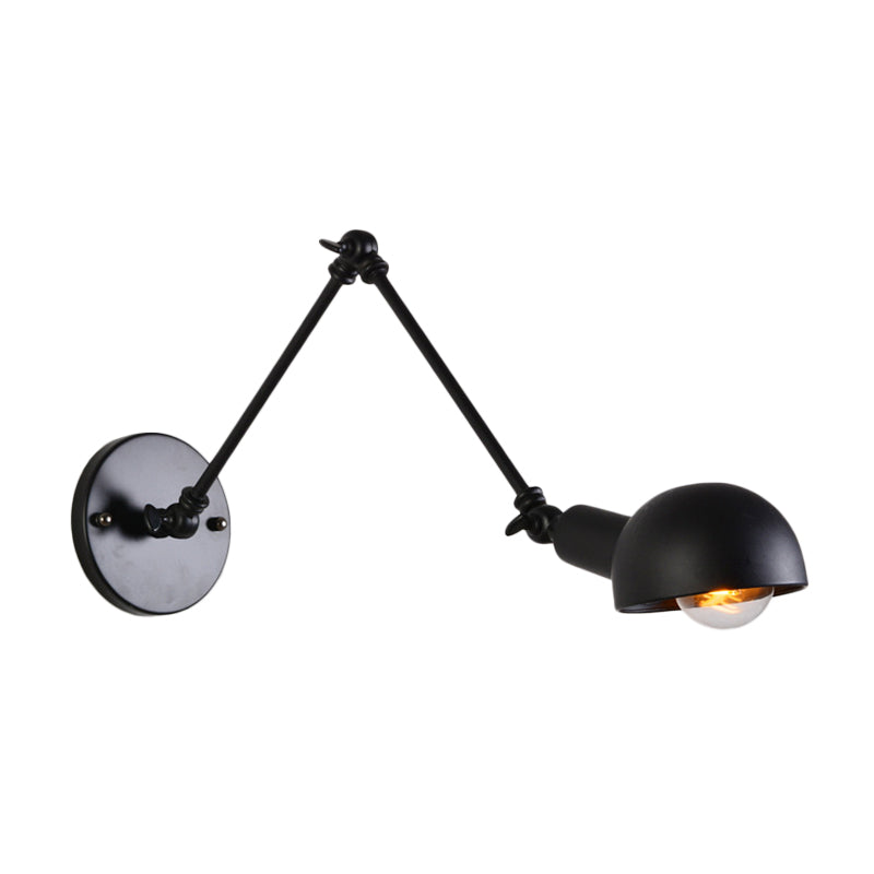 Juliette Retro Swing Arm Wall Lamp with Black Metal Bowl Shade