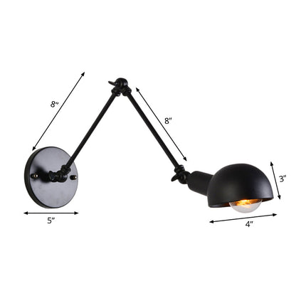 Juliette Retro Swing Arm Wall Lamp with Black Metal Bowl Shade