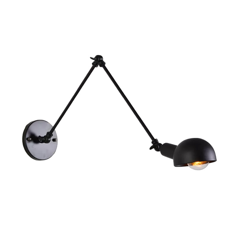 Juliette Retro Swing Arm Wall Lamp with Black Metal Bowl Shade