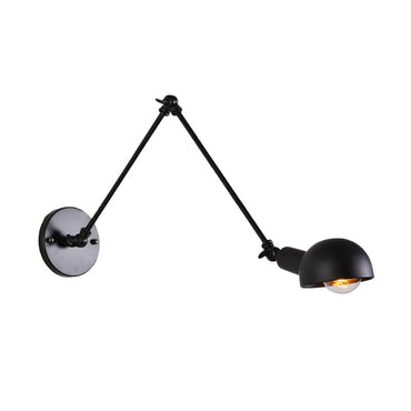 Juliette Retro Swing Arm Wall Lamp with Black Metal Bowl Shade