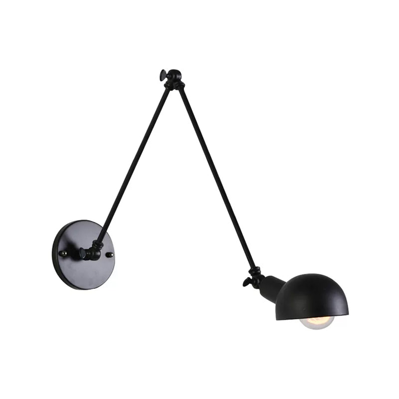 Juliette Retro Swing Arm Wall Lamp with Black Metal Bowl Shade