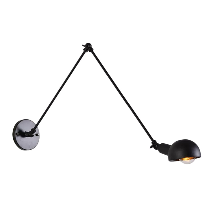 Juliette Retro Swing Arm Wall Lamp with Black Metal Bowl Shade