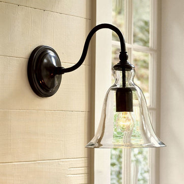 Colette Gooseneck Glass Wall Lamp Vintage Black