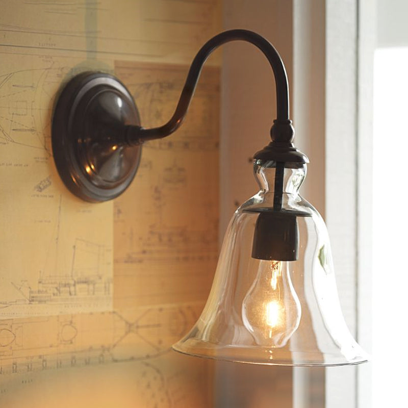 Colette Gooseneck Glass Wall Lamp Vintage Black