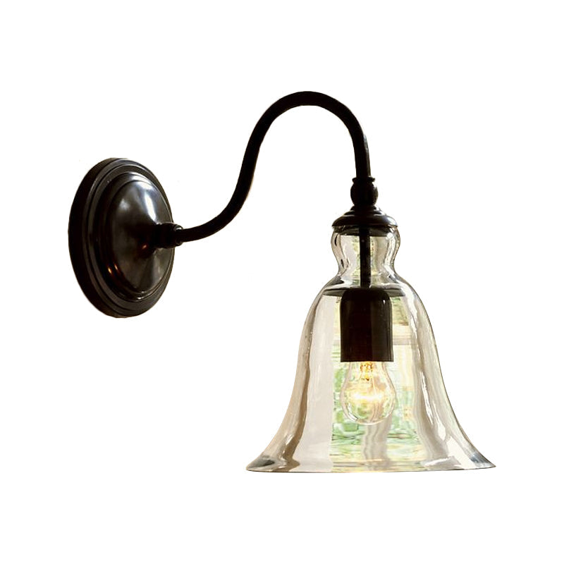 Colette Gooseneck Glass Wall Lamp Vintage Black