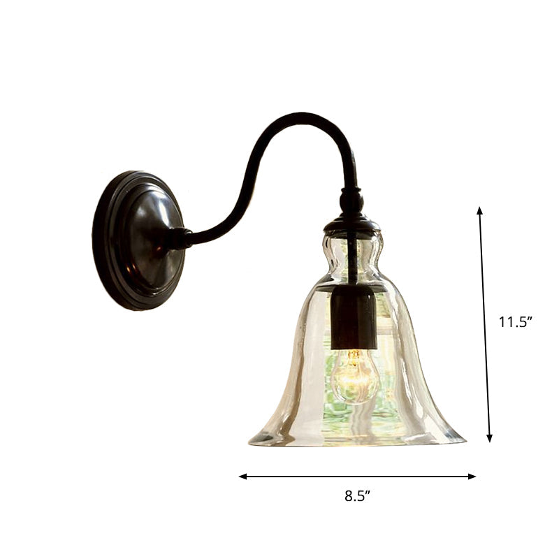 Colette Gooseneck Glass Wall Lamp Vintage Black