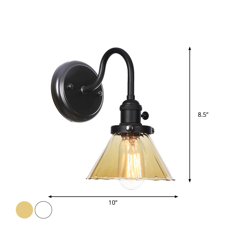 Geneviève Vintage Gooseneck Wall Lamp Glass Shade