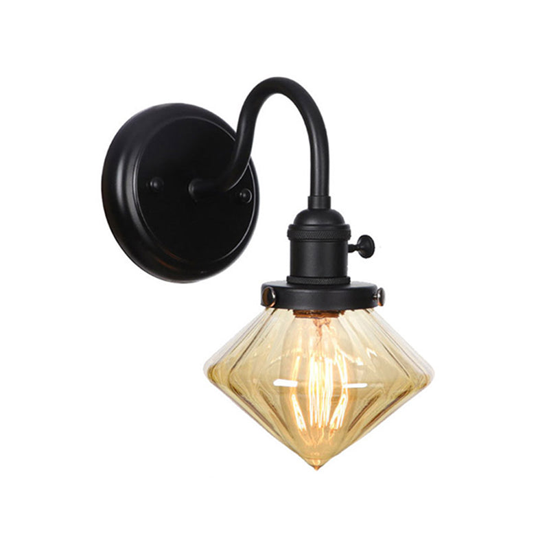 Geneviève Vintage Gooseneck Wall Lamp Glass Shade