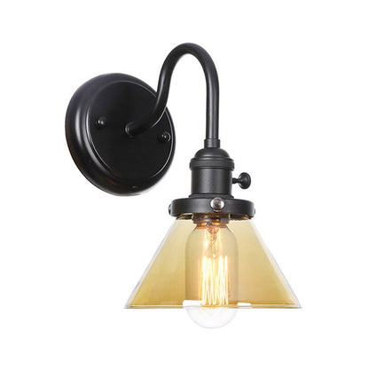 Geneviève Vintage Gooseneck Wall Lamp Glass Shade