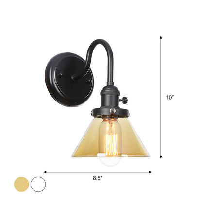 Geneviève Vintage Gooseneck Wall Lamp Glass Shade