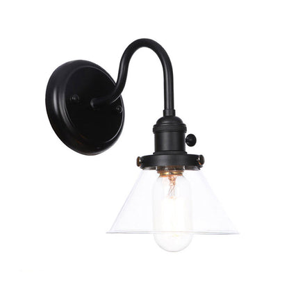 Geneviève Vintage Gooseneck Wall Lamp Glass Shade
