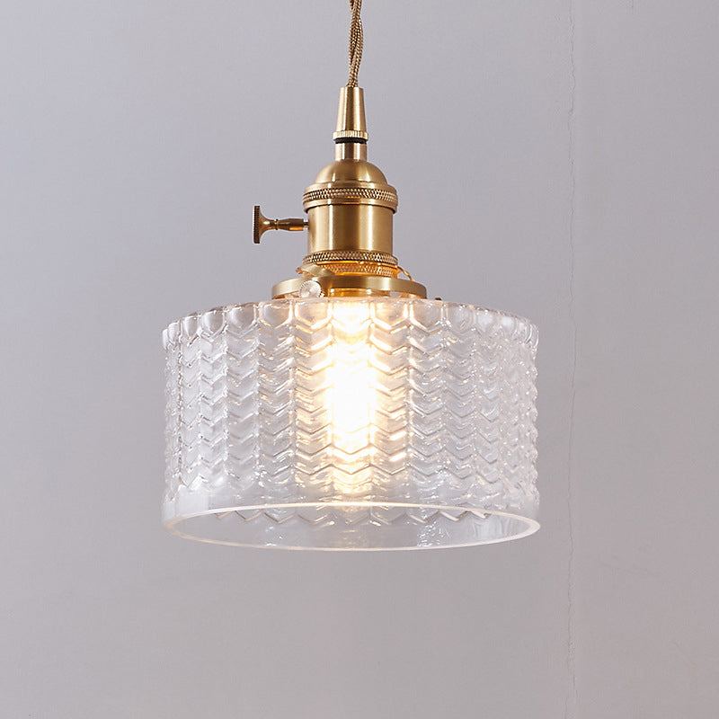 Madeleine Wavy Glass Cylinder Retro Pendant Light