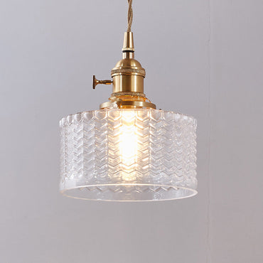Madeleine Wavy Glass Cylinder Retro Pendant Light