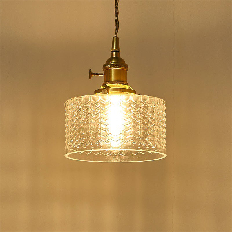 Madeleine Wavy Glass Cylinder Retro Pendant Light