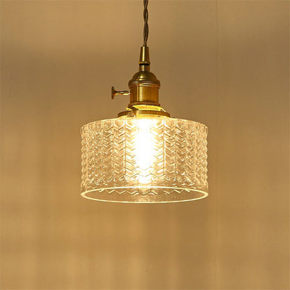 Madeleine Wavy Glass Cylinder Retro Pendant Light
